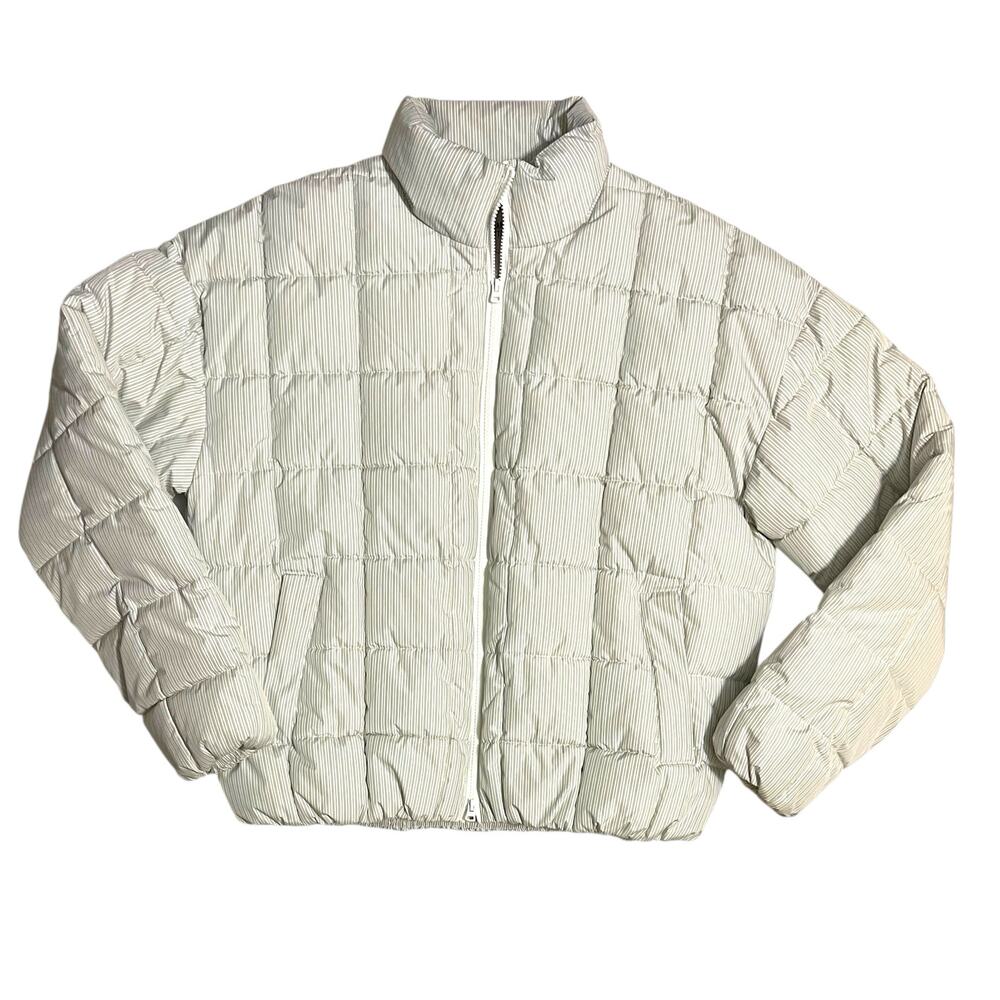 Urban Outfitters UO Quilted Puffer Jacket Men’s Unisex White Stripes Size Small